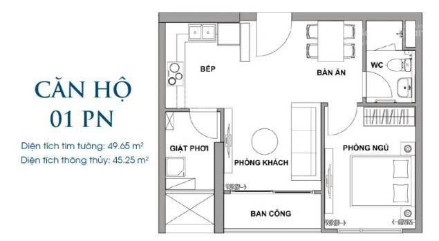 Bán căn hộ cao cấp view sông sài gòn 47m2