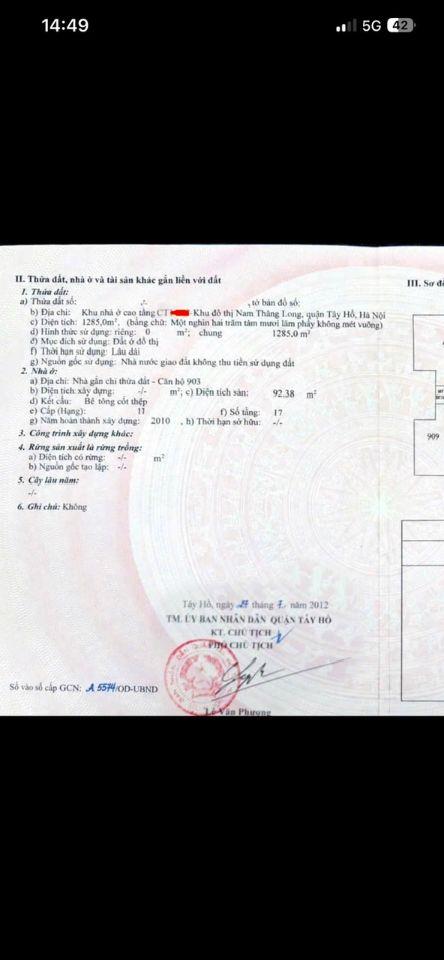 Bán gấp chung cư mặt phố Võ Chí Công, Tây Hồ, 93m2, 3ngủ, giá 8.2 tỷ, bao sang tên.