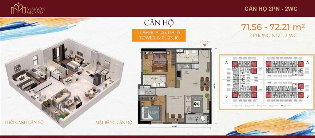 Bán căn góc 2pn + (72m2) view 2 mặt thoáng | dự án maison grand phú mỹ