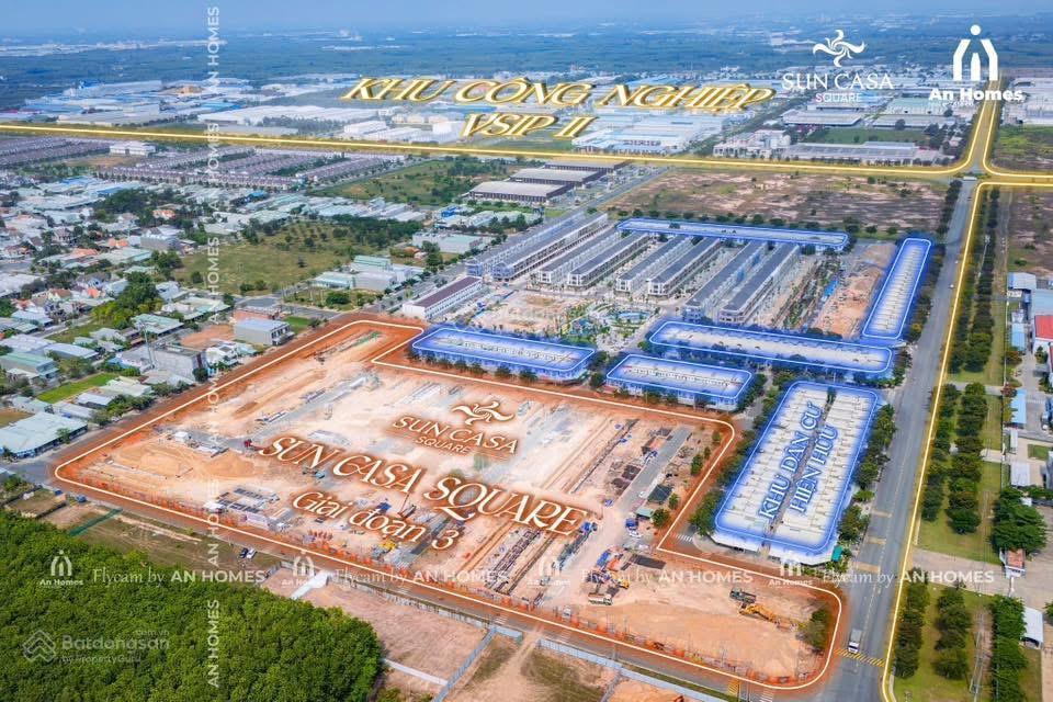 Nhà phố sun casa square  cdt vsip. ngay trung tâm vsip ii nhà phố 1 trệt 2 lầu dt đất 100m2