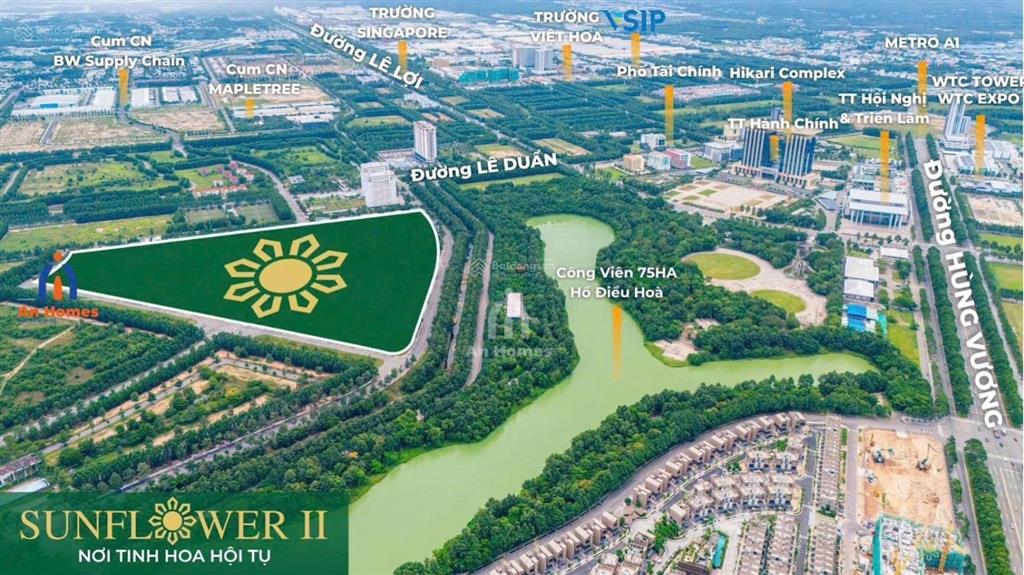 Biệt thự đơn lập sunflower ii 2 mặt tiền tại phường bình dương 361m2 | 18.8 tỷ