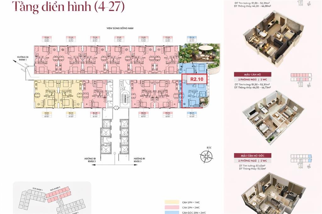 Cần bán căn góc tầng cao tháp r2 căn 2pn view sông đồng nai đẹp nhất dự án fresia riveside