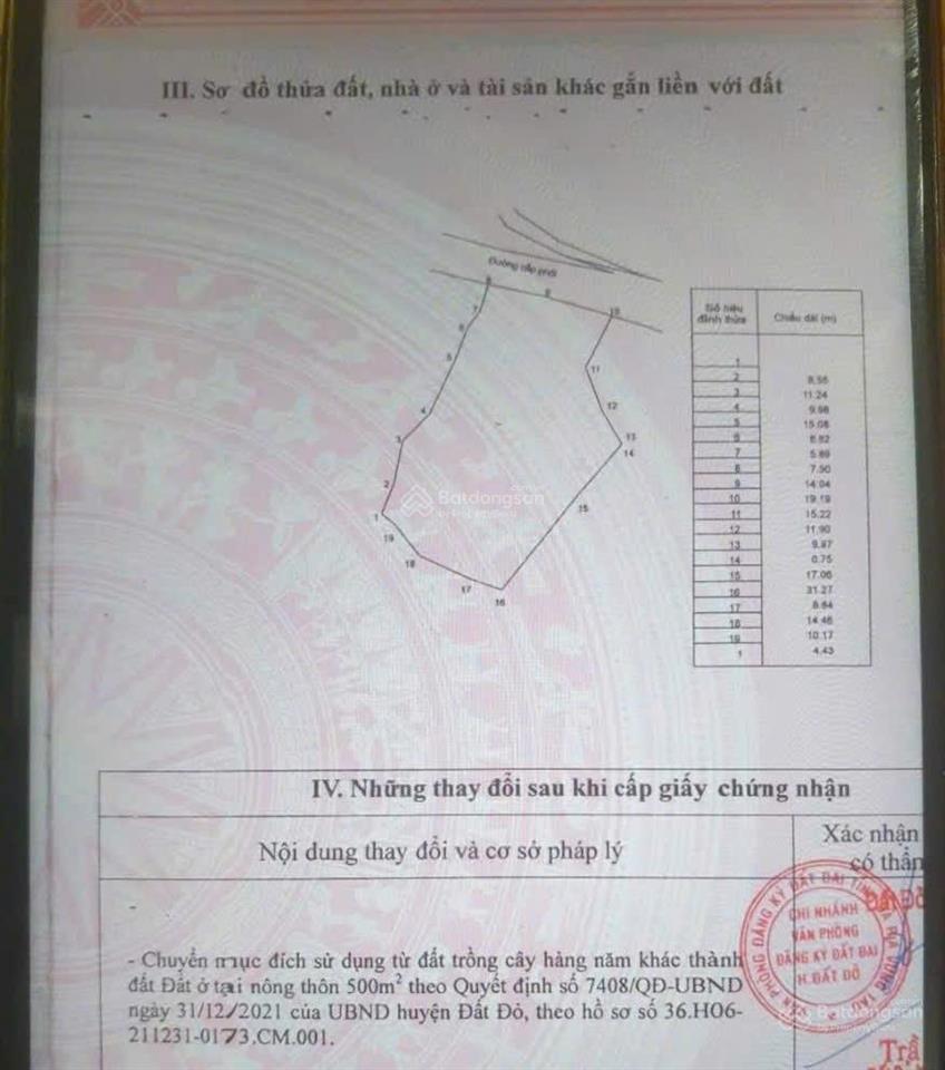 Kẹt tiền bán gấp sỉ lẻ lô đất 2983.6 m2 mt long mỹ  láng dài, đất đỏ, bà rịa  vũng tàu