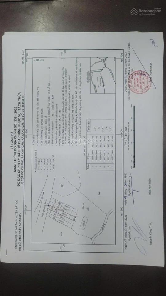 Kẹt tiền bán gấp sỉ lẻ lô đất 2983.6 m2 mt long mỹ  láng dài, đất đỏ, bà rịa  vũng tàu