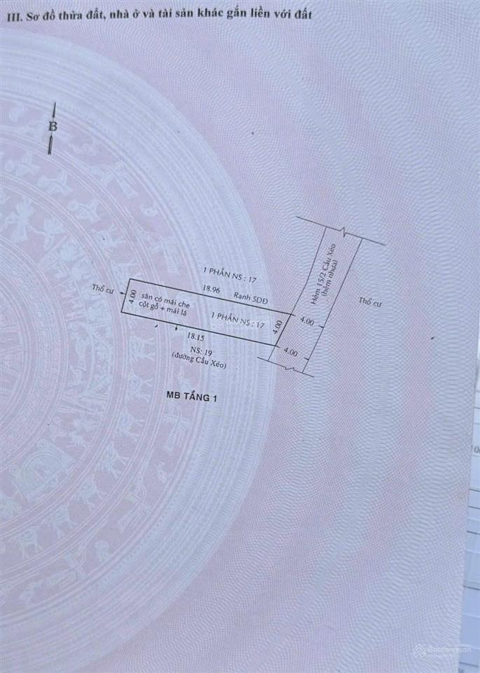 Bán đất trống 2/2 hà thị đát, 4x19m, giá 6,85 tỷ thương lượng