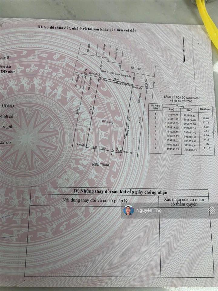 Bán đất hẻm 115 đường lê trọng tấn đối diện đại học công thương, dt 10.5 x 21m, giá 19 tỷ