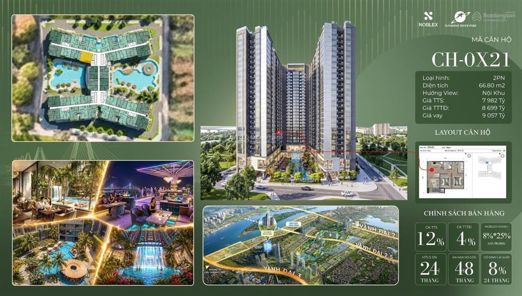 Chung cư sunshine river park tây hồ  tuyệt phẩm 2pn giá chỉ 7,9 tỷ, view nội khu   0961 799 ***