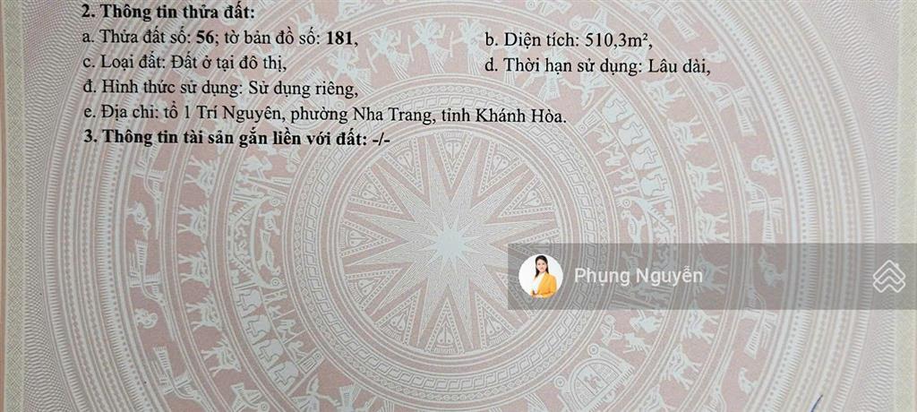Cần bán lô đất mặt biển đảo trí nguyên, nha trang. 510m2 full thổ, 35m mặt tiền biển, giá 16,5 tỷ
