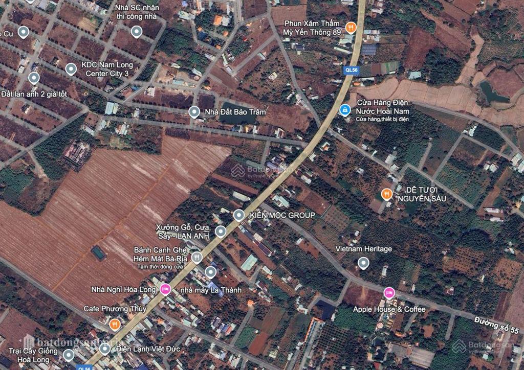 Cho thuê kho xưởng, mặt tiền quốc lộ 56, hoà long, diện tích 1186 m², sẵn điện nlmt, điện 3 pha