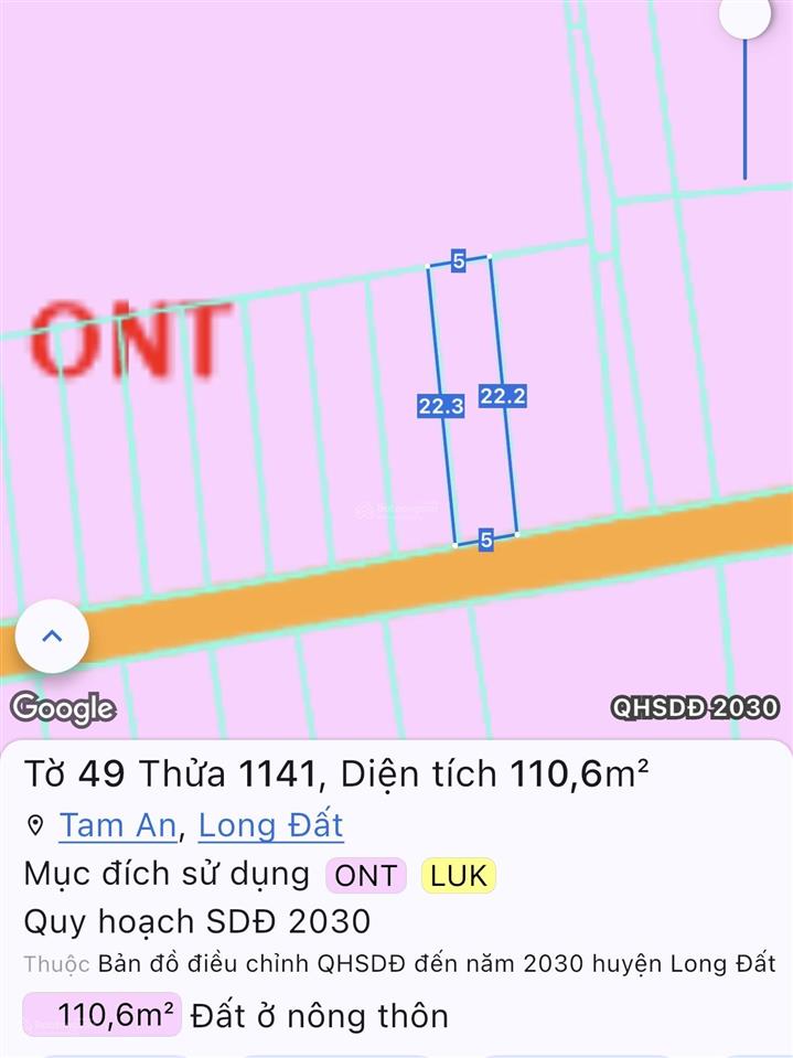 Bán đất tại long điền, 1,45 tỷ, 110,9 m2, giá ưu đãi
