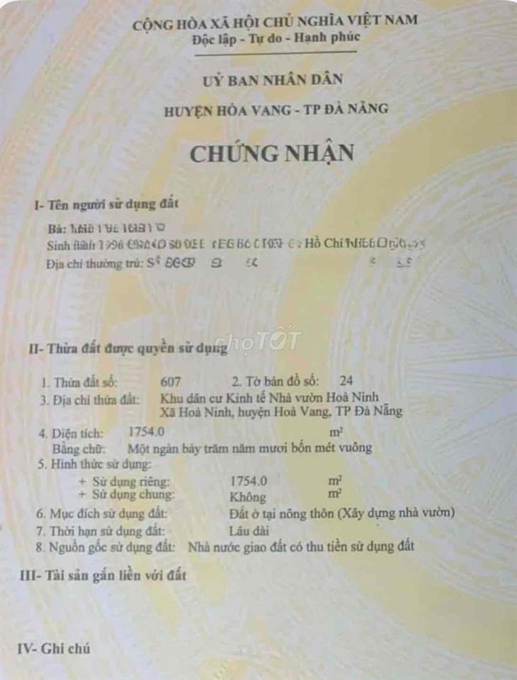 KDC nhà vườn Hoà Ninh - Đà Nẵng