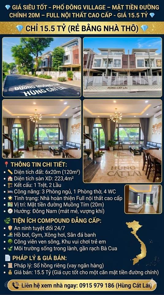 Phố đông village cát lái  mt đường chính 20m  full nội thất  giá chỉ 15.5 tỷ (rẻ bằng nhà thô)