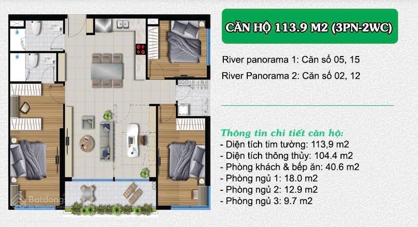 Bán ch 3pn, 2wc, 114m2, 7,5 tỷ tại river panorama, hoàng quốc việt, q7, tp.hcm
