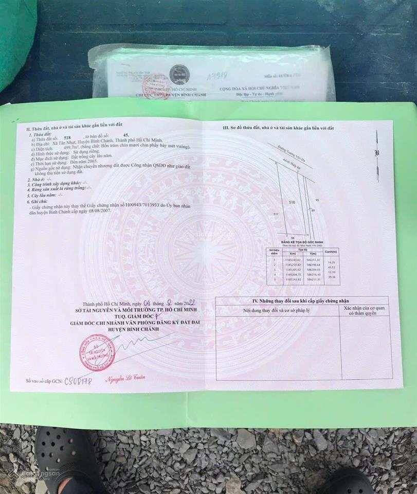 Cần bán 500m đất mt trương văn đa, tân nhựt thuận lợi làm nhà vườn