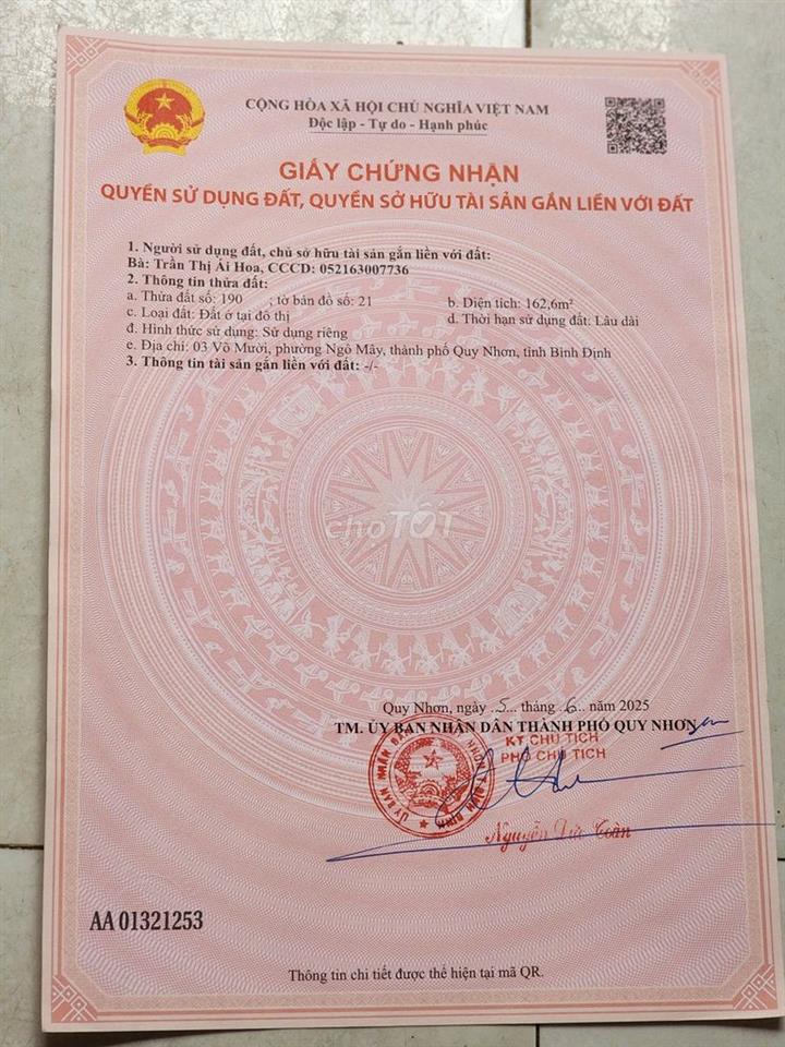Cần bán 03 võ mười p.ngô mây tp.qui nhơn