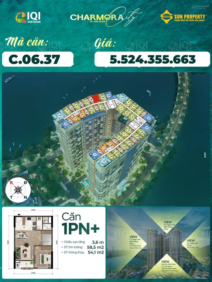 Kiều trinh  căn hộ view biển the charm  charmora city nha trang | 1pn+ 54,1m² | chỉ 5,14 tỷ
