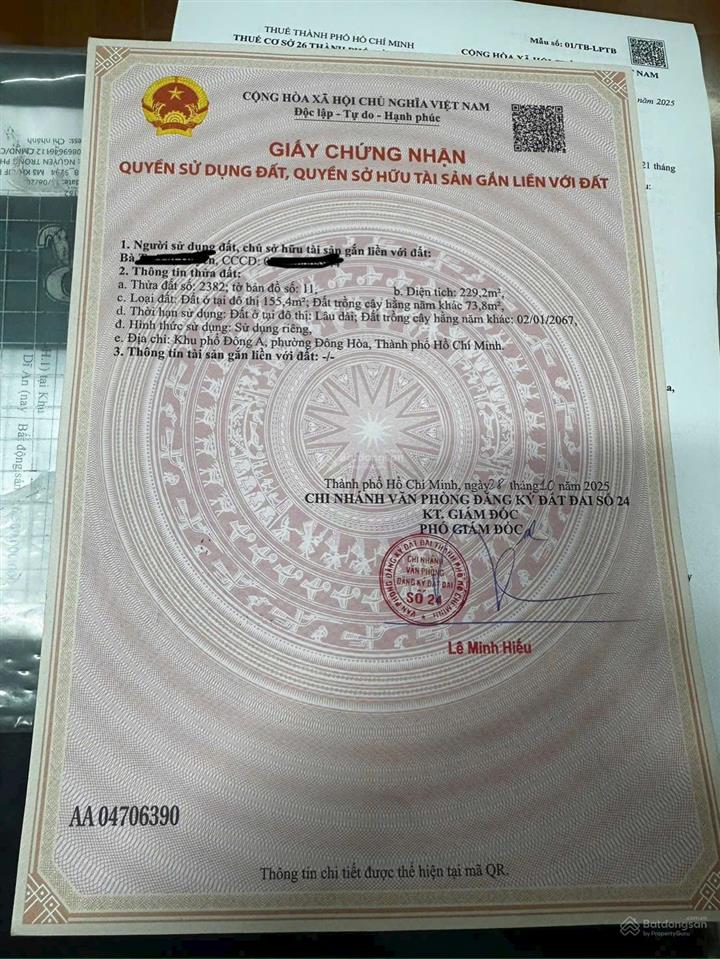 Quỹ đất đẹp ngay ủy ban phường đông hòa dĩ an bd  phù hợp xây kinh doanh đa ngành nghề