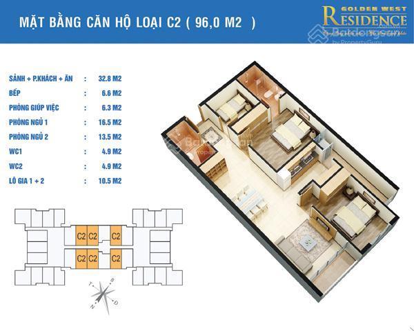 Chính chủ cần bán căn hộ 96m2 hướng mát đông nam tầng trung đẹp golden west lê văn thiêm thanh xuân