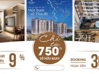 Bán căn hộ cao cấp 54,8m2, vốn 750tr, sở hữu chưng cư 5 sao atera central phố nối, sổ đỏ 0988 987 ***