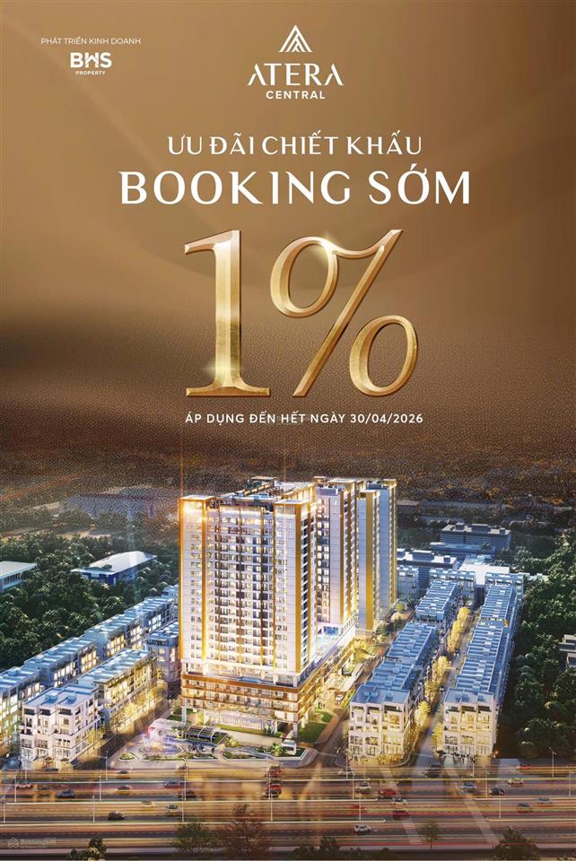 Bán căn hộ cao cấp 54,8m2, vốn 750tr, sở hữu chưng cư 5 sao atera central phố nối, sổ đỏ 0988 987 ***