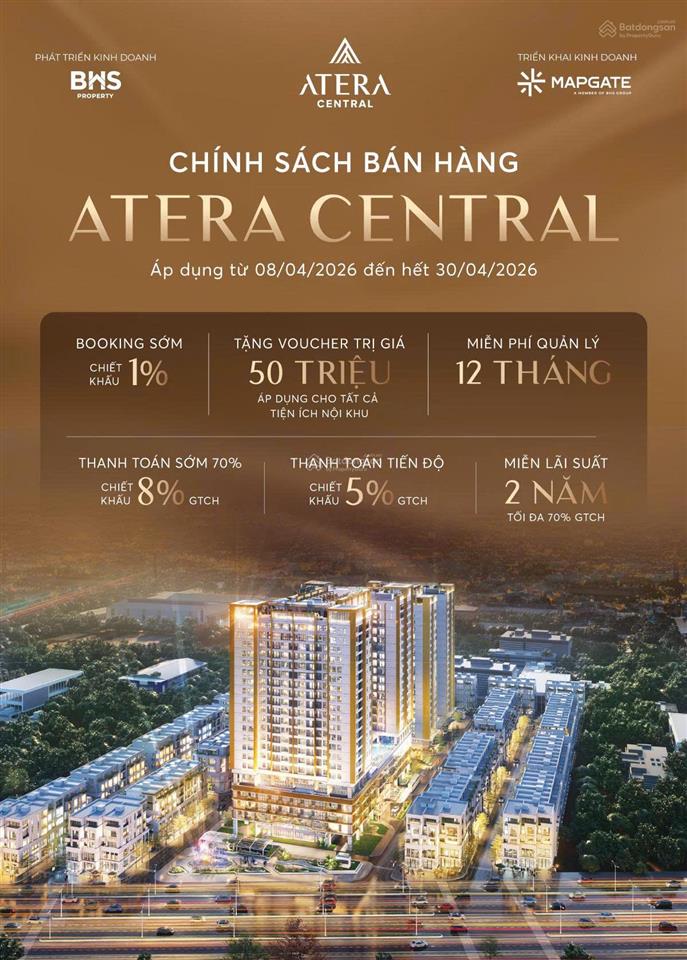 Bán căn hộ cao cấp 54,8m2, vốn 750tr, sở hữu chưng cư 5 sao atera central phố nối, sổ đỏ 0988 987 ***