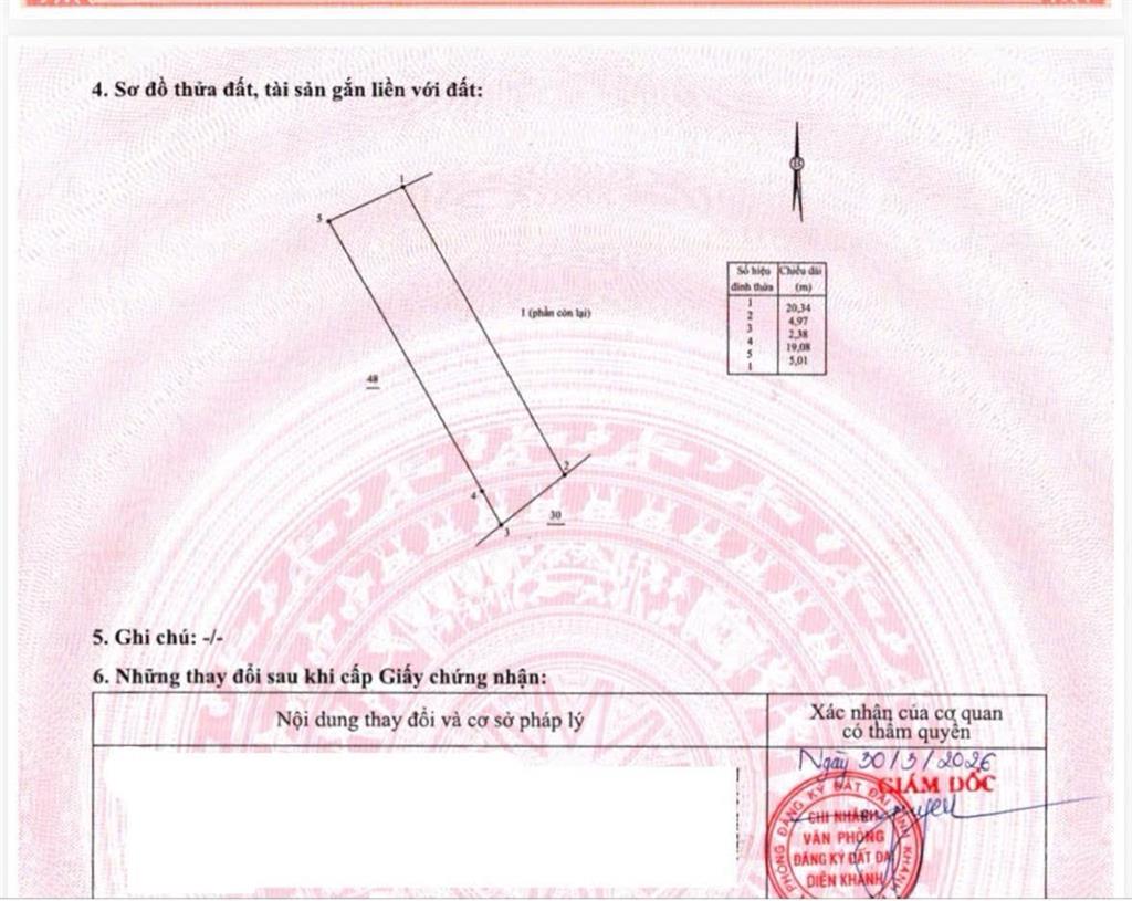 Bán 2959m2 đất có thổ cư, mặt tiền đường tỉnh lộ 2, sau giáp sông cái. diên thọ, diên khánh.