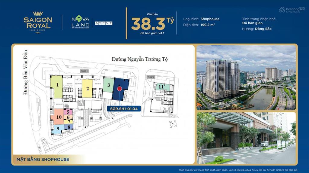 Kẹt tiền bán lỗ shophouse góc saigon royal 199m2 giá 38.3 tỷ, đang có hđt 93 triệu