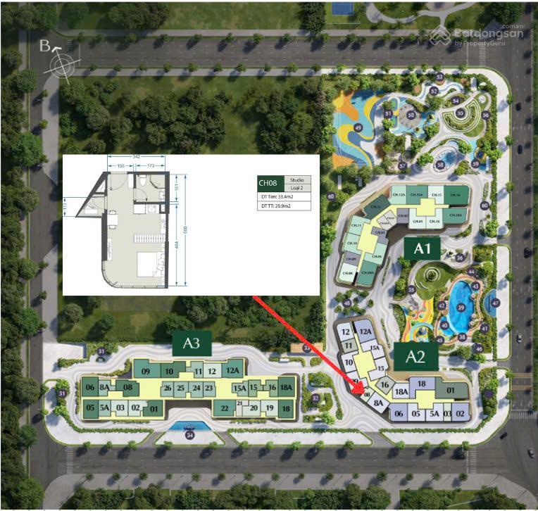 Cho thuê căn studio tòa a2, giá 8,5 triệu/tháng, đồ nguyên bản chủ đầu tư có rèm và giàn phơi.
