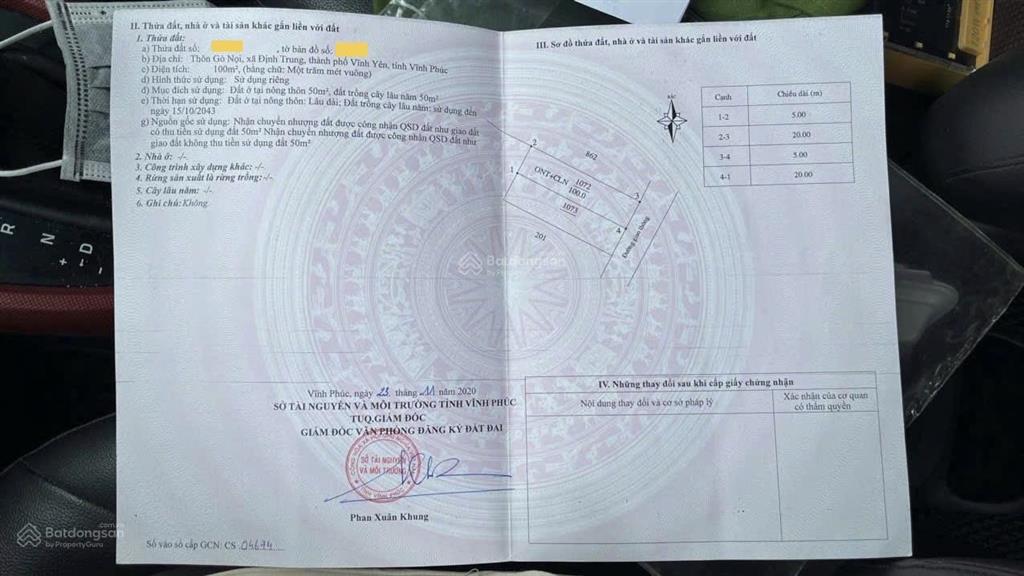 0859 192 *** chính chủ bán lô đất tại vĩnh yên