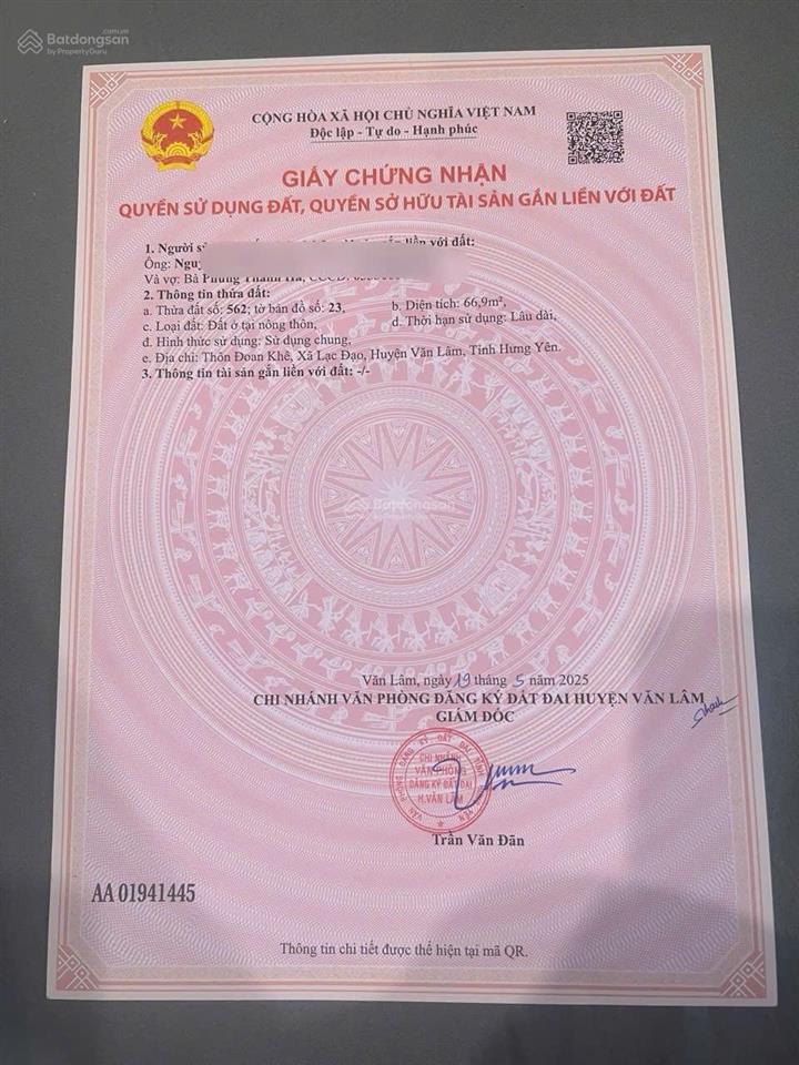 Bán lô góc 67 m2 tại lạc đạo hưng yên