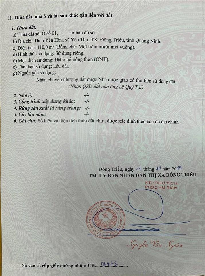 Lô đất siêu đẹp thông từ ql 18 đến đại học công nghiệp quảng ninh nay thuộc phường mạo khê