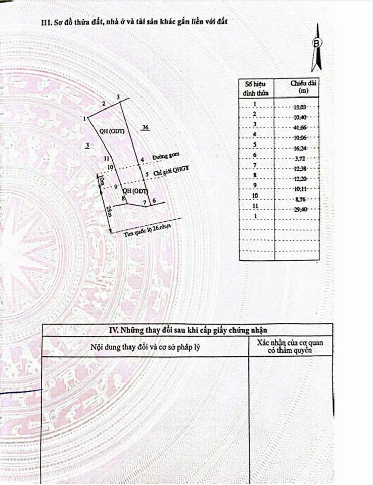 Cực hiếm! bán lô đất full thổ cư mặt tiền đường quốc lộ 26 rộng 30m qh 76m giá rẻ đầu tư 8tr/m2
