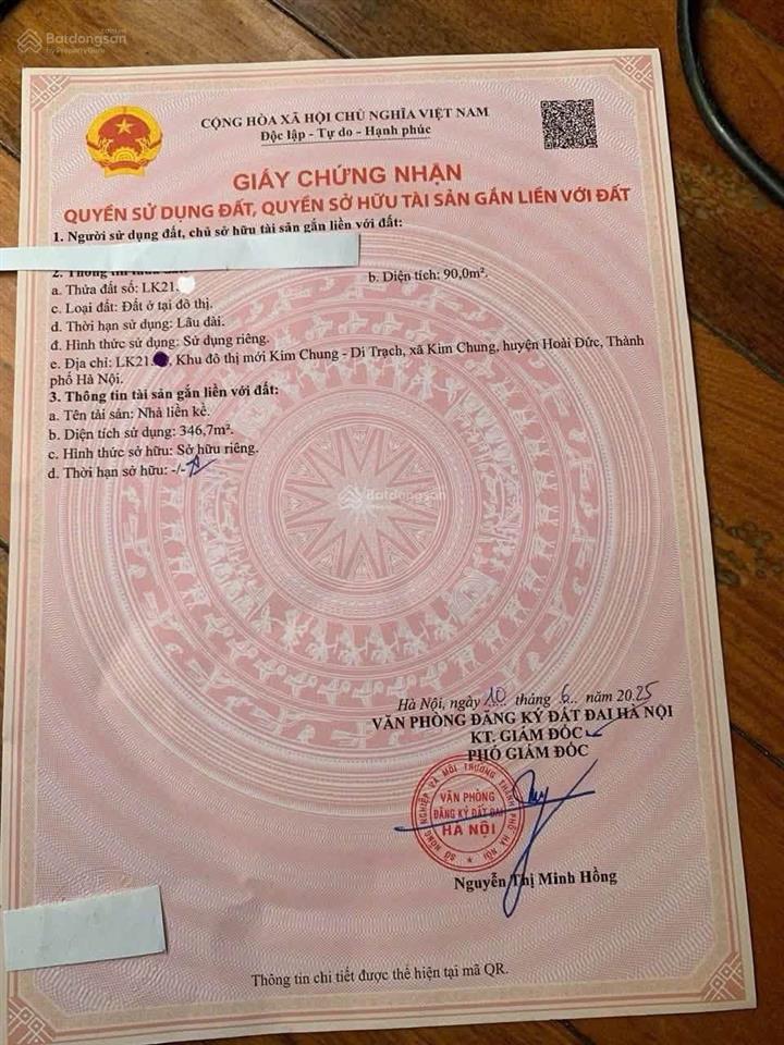 Bán liền kề 21 khu đô thị hinode  hoài đức  hà nội 90m2, 5 tầng thô giá 12,5 tỷ