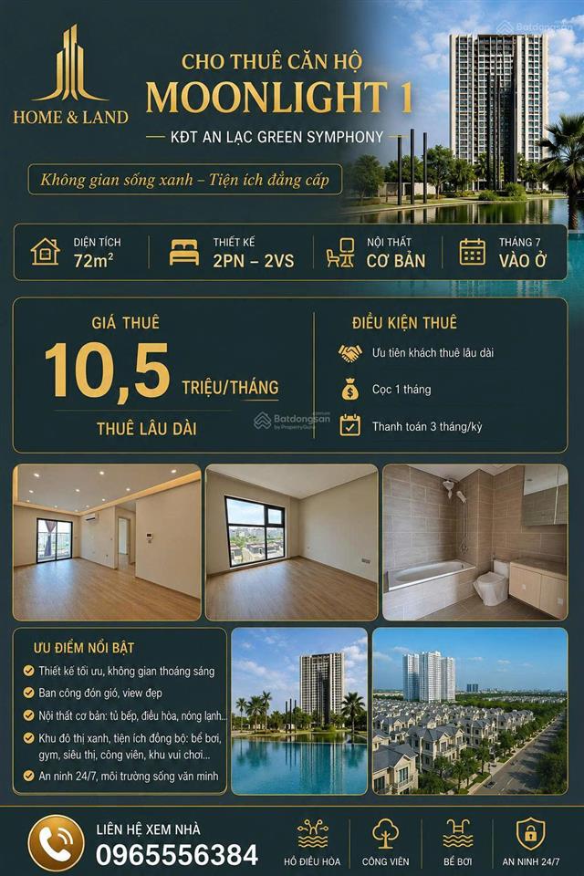 Cho thuê căn hộ 2pn2vs tại cc moonlight 1 giá tốt