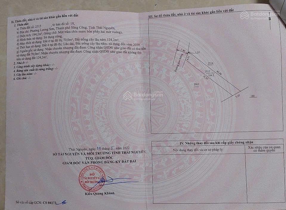 Bán lô đất phường bách quang , tỉnh thái nguyên ( gần uỷ ban phường lương sơn cũ )