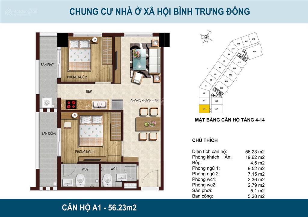 Căn hộ hqc bình trưng đông, phường bình trưng đông, tp thủ đức, 60m², căn góc, 2pn, giá 2.7 tỷ