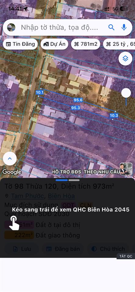 973m2, 100m2 thổ cư ngang 10 mặt tiền hl21 tam phước, biên hoà, đồng nai. quy hoạch mặt tiền hông