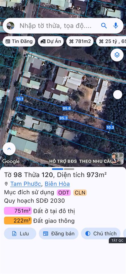 973m2, 100m2 thổ cư ngang 10 mặt tiền hl21 tam phước, biên hoà, đồng nai. quy hoạch mặt tiền hông