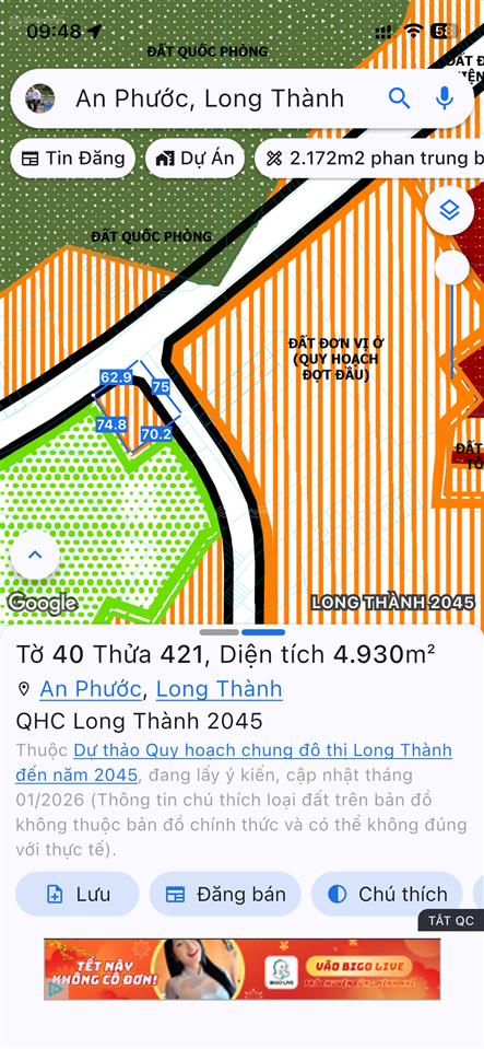 4.932m2, lô góc 2 mặt tiền trục chính vào kcn long đức , trục bên hông vào dự án 92ha  gemsky worl