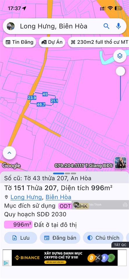 6.5 tỷ, gần 1.000m2 có 100m2 thổ cư gần vòng xoay cổng 11 trên đồi phước khả, an hoà, biên hoà