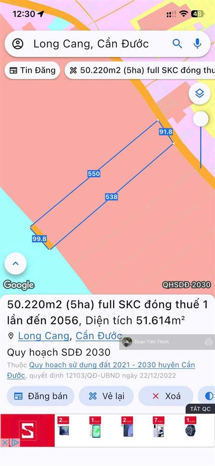Chuyển nhượng cảng thủy nội địa, long cang cần đước long an, đường trung trực và mặt tiền sông lớn
