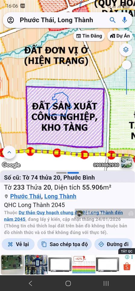 Chuyển nhượng 75 héc ta cụm kcn phước bình long thành