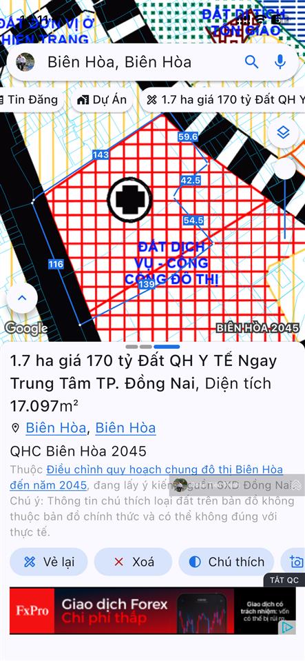 1.7 ha đất qh y tế, sở hữu 3 mặt tiền, mặt đường 30m ngang 120m, mặt bên ngang 150m, mặt đường sau