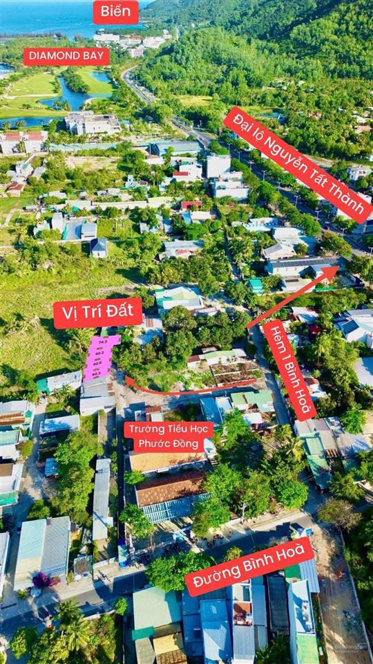 Chỉ 1 tỷ 280tr lô đất full thổ cư sổ hồng riêng hẻm 1 đường bình hòa, phước hạ, nam nha trang