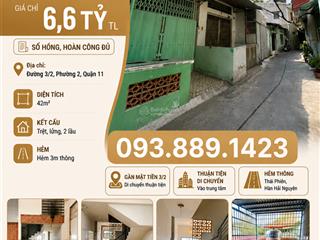 Quận 11, bán nhà 3/2, hẻm thông thái phiên, nhà 4 tầng, hoàn công đầy đủ