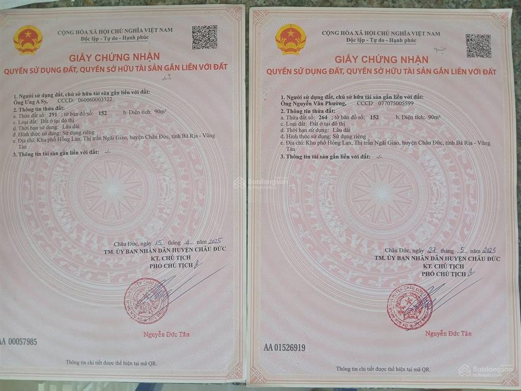 Chính chủ cần bán lô đất khu tái định cư đường trần hưng đạo thị trấn ngãi giao. diện tích 5x18m