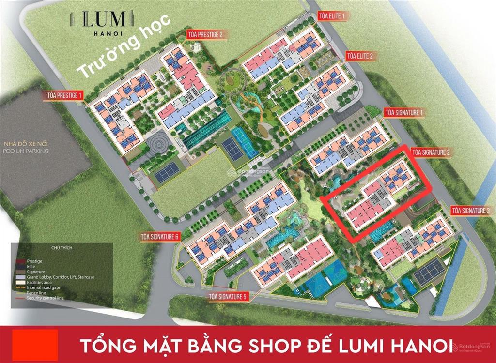 Cho thuê shophouse tại lumi hanoi, 500 nghìn/ m2, 65 m2, nhiều tiện ích đẹp, số lượng shop cực ít