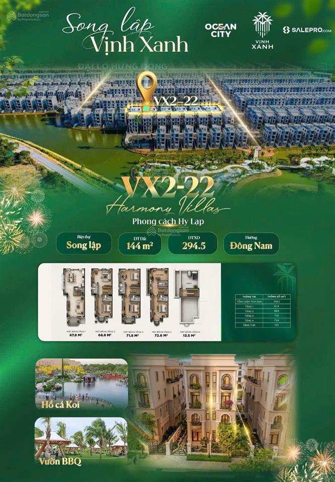 Tứ lập vịnh xanh ocp3  144m2 x 5 tầng. giá siêu rẻ 17,2 tỷ