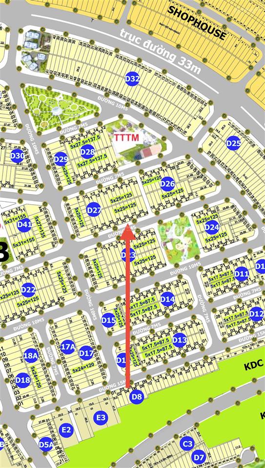 Đất kđt 7b 125m² trục thẳng thông 2 đầu, cách biển 1km, chỉ 2,9 tỷ