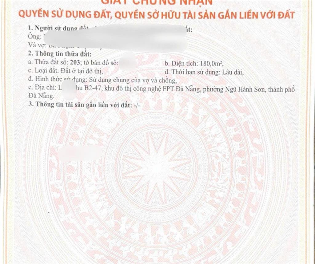 Chính chủ bán lô biệt thự fpt sát công viên, hiếm có, dt 180m2
